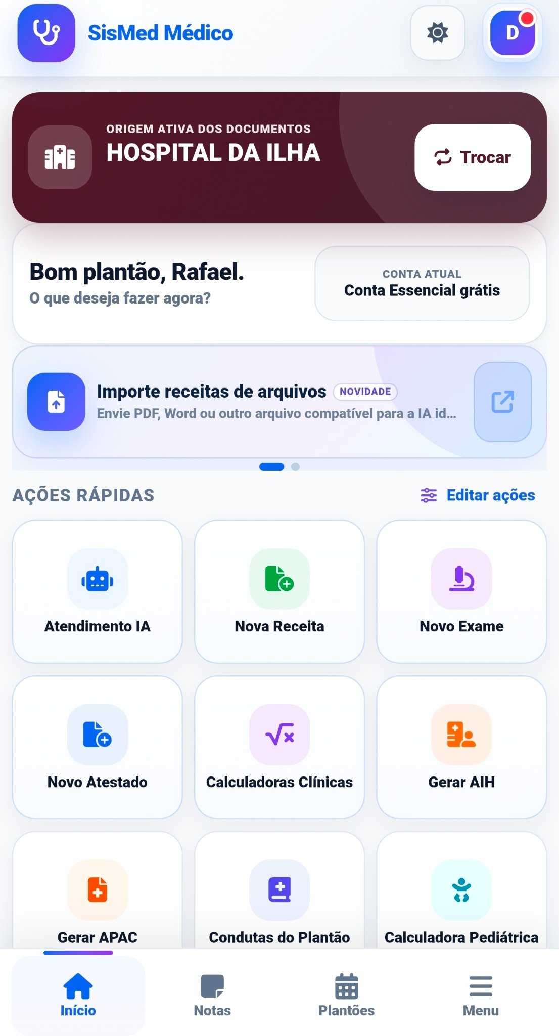 Dashboard real do SisMed Médico exibido em um smartphone